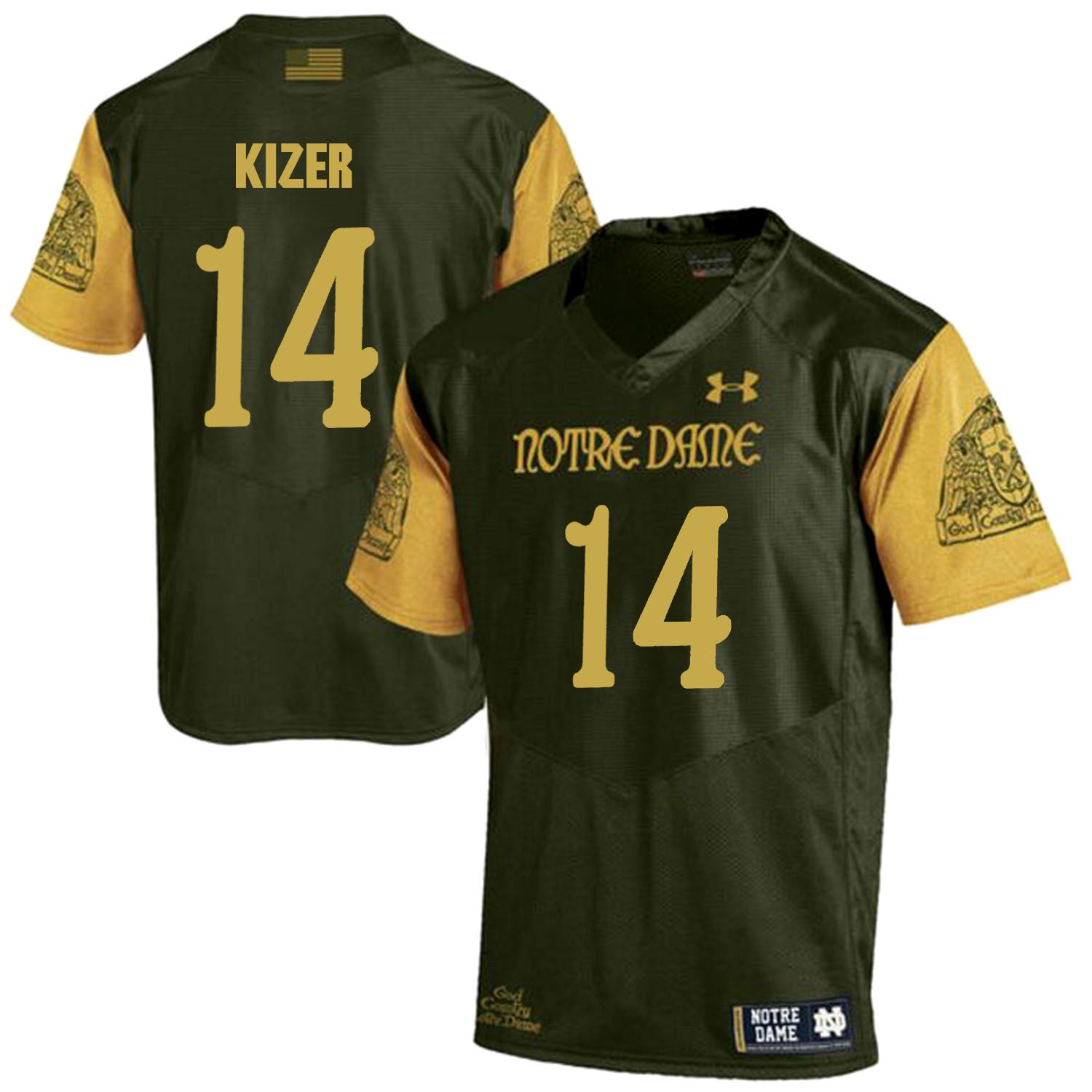 Men Norte Dame Fighting Irish #14 Kizer Green Customized NCAA Jerseys